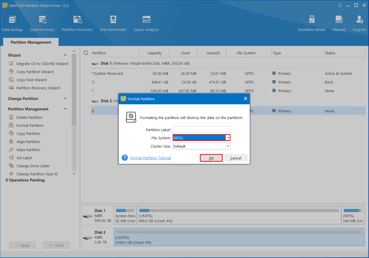 set FAT32 as the file system