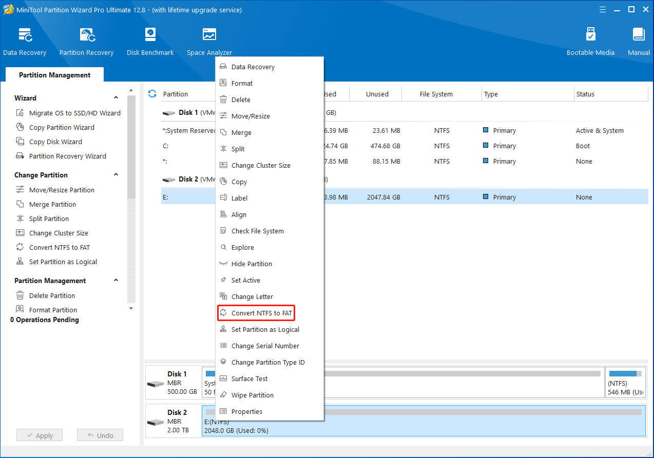 select Convert NTFS to FAT