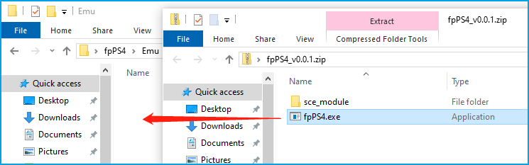 drag the fpPS4.exe file