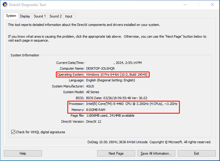 check PC specs