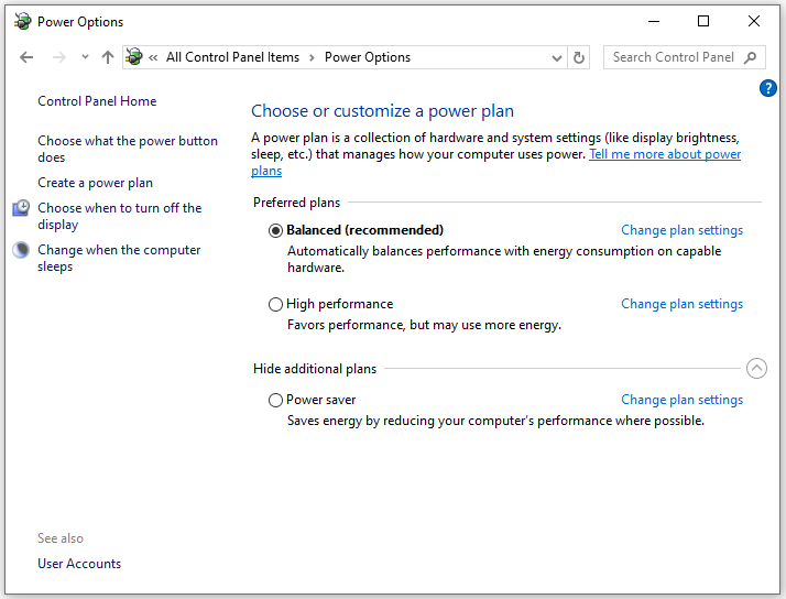 change power plan