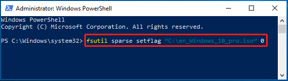 remove sparse file attribute