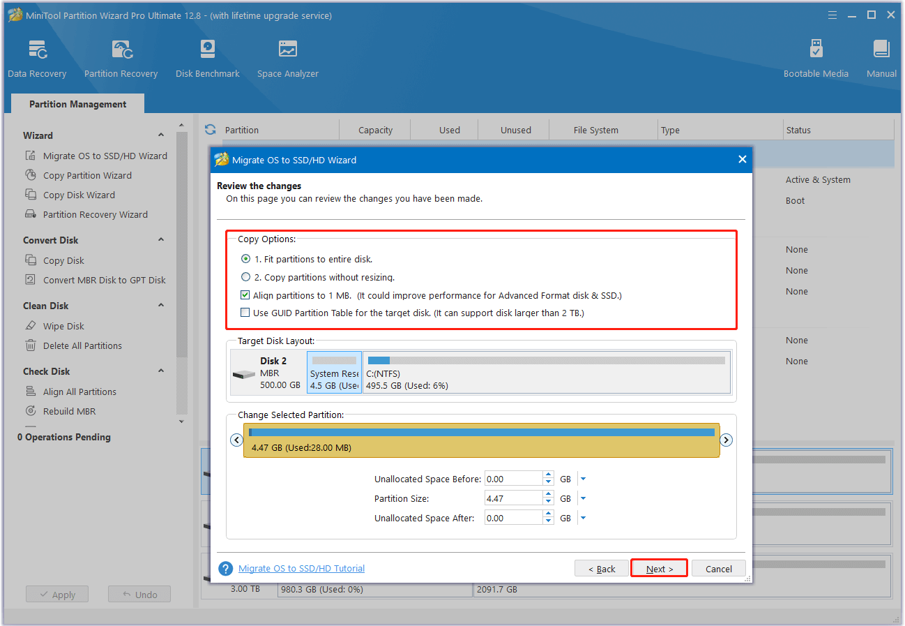 configure copy settings