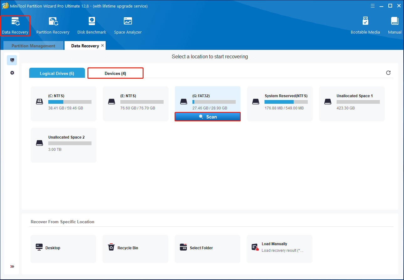 scan the P2 card for data recovery