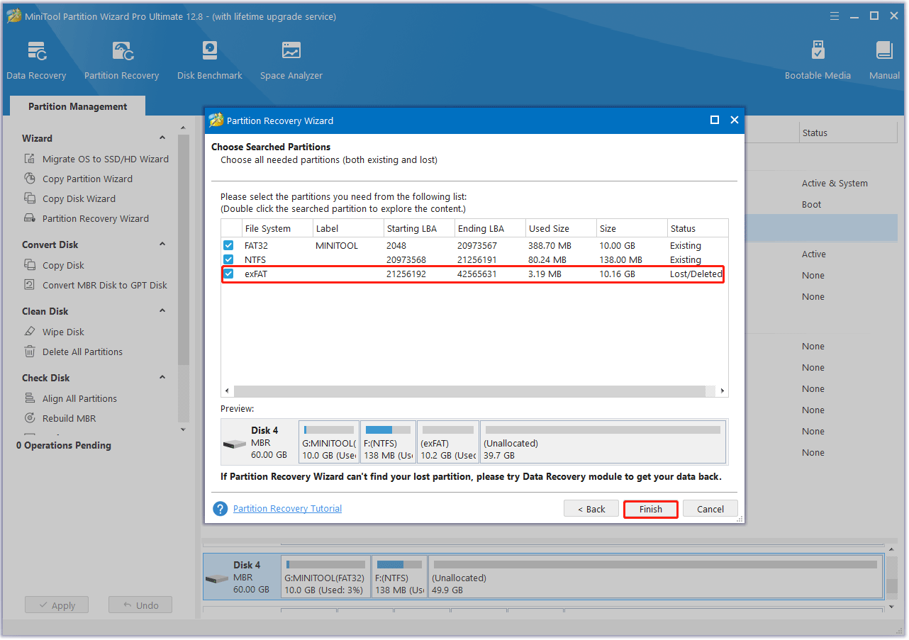recovery lost exFAT partition