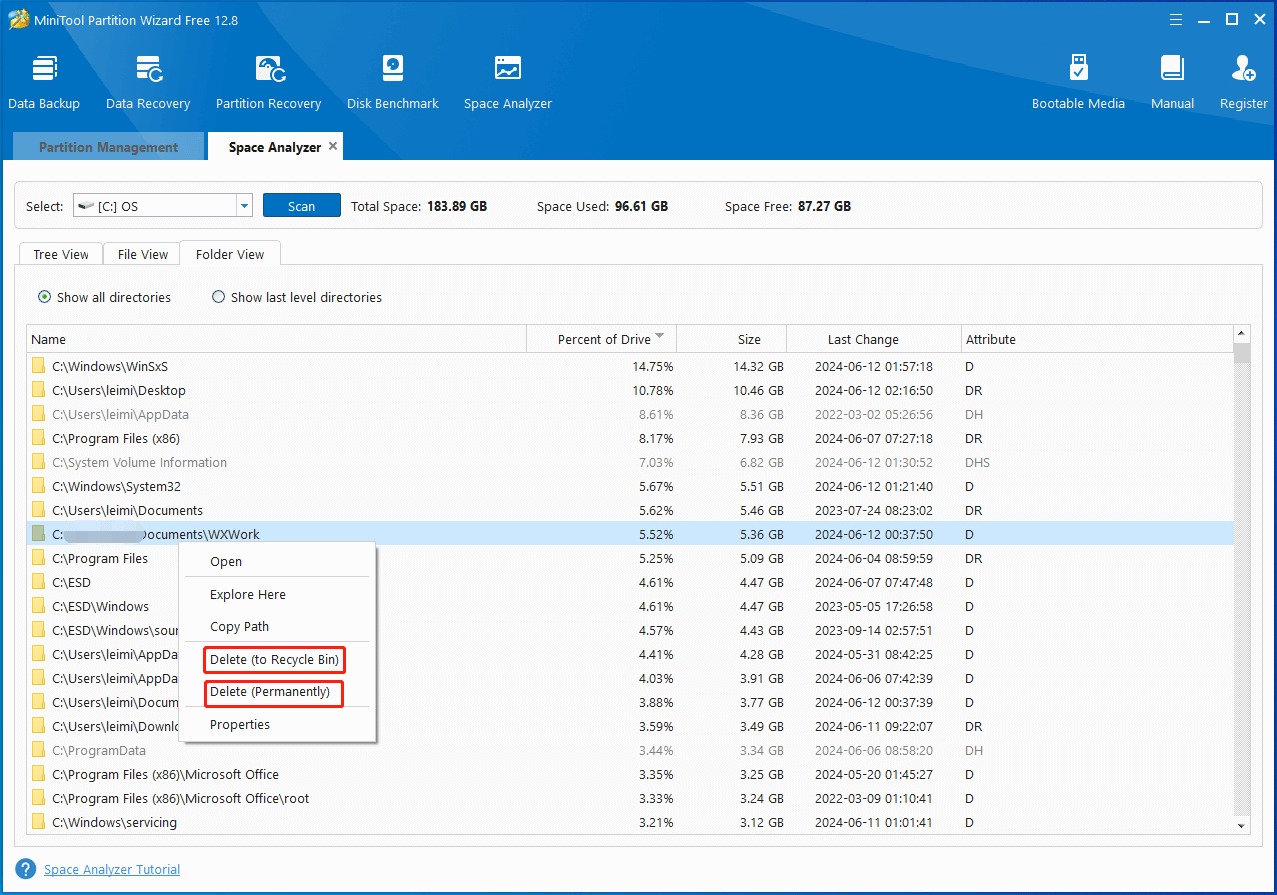 analyze disk space