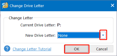 select a new drive letter and click OK