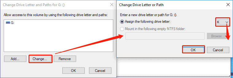 select a new drive letter