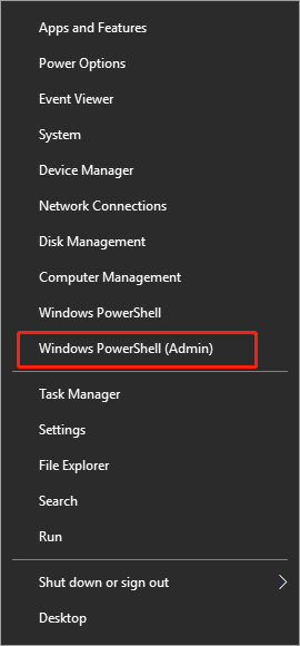 click Windows PowerShell (Admin)