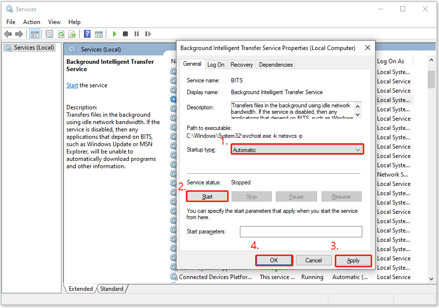 restart Background Intelligent Transfer service