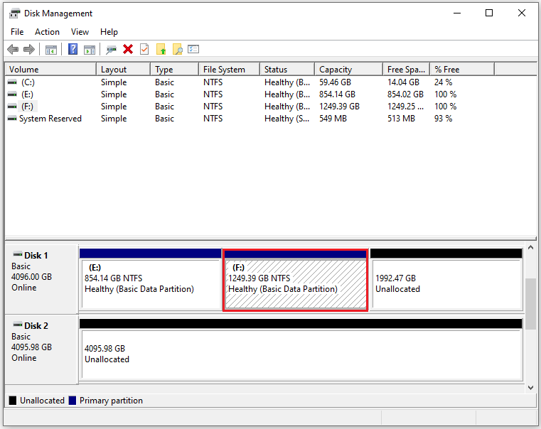 it shows the extended partition