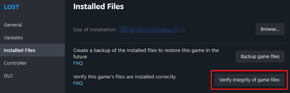 verify game files in Steam