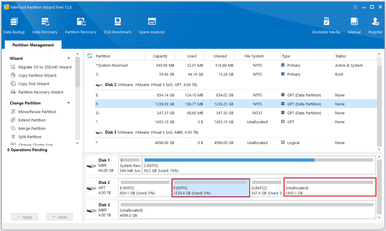 the disk map in the main interface