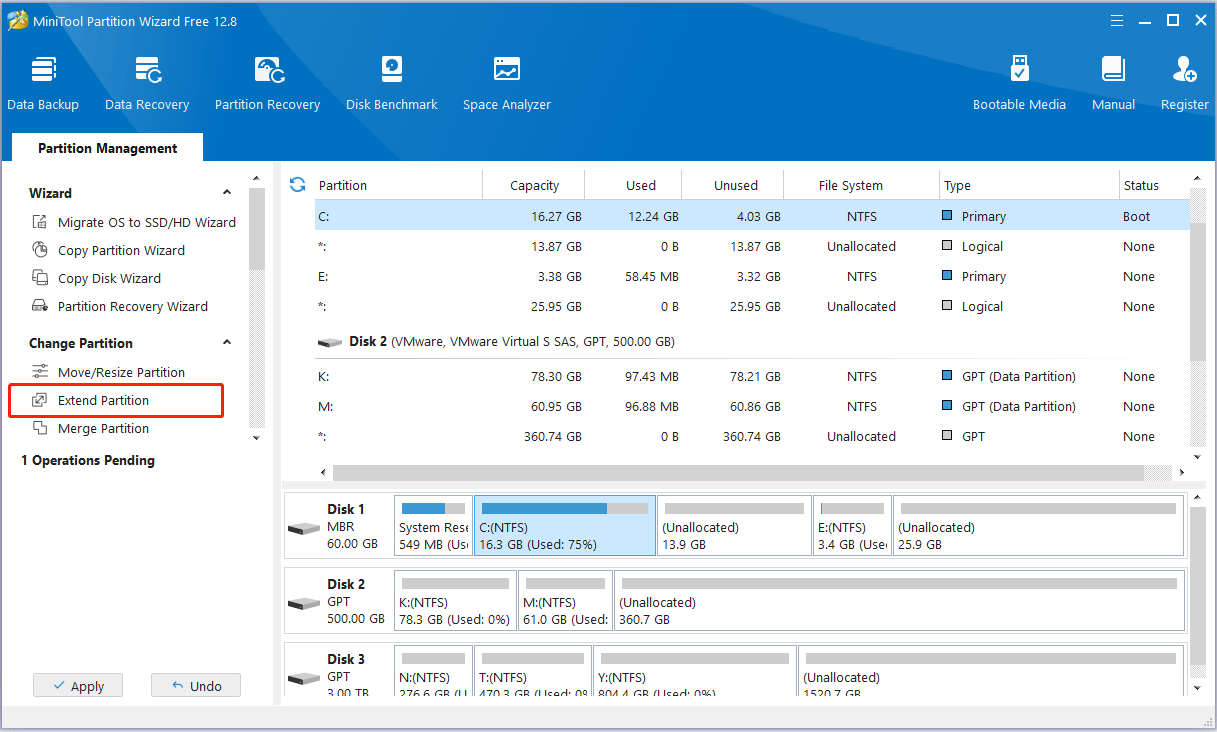 click Extend Partition