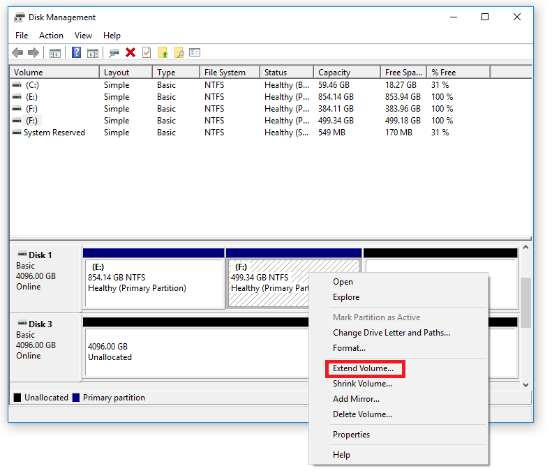 click Extend Volume