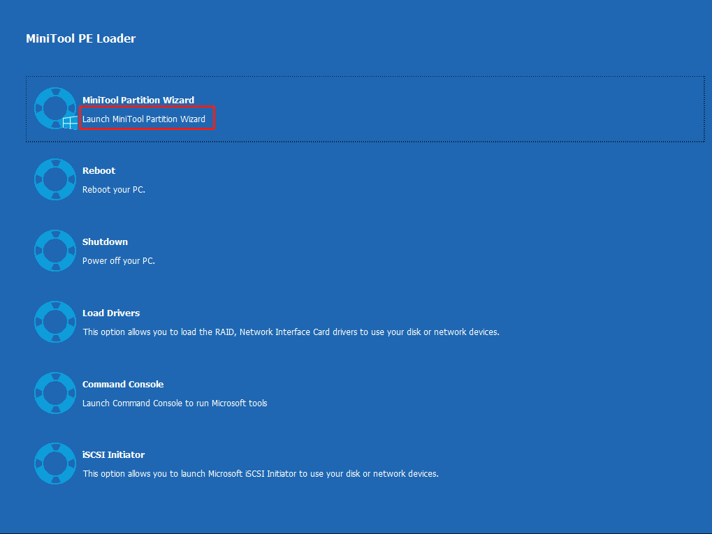 click Launch MiniTool Partition Wizard