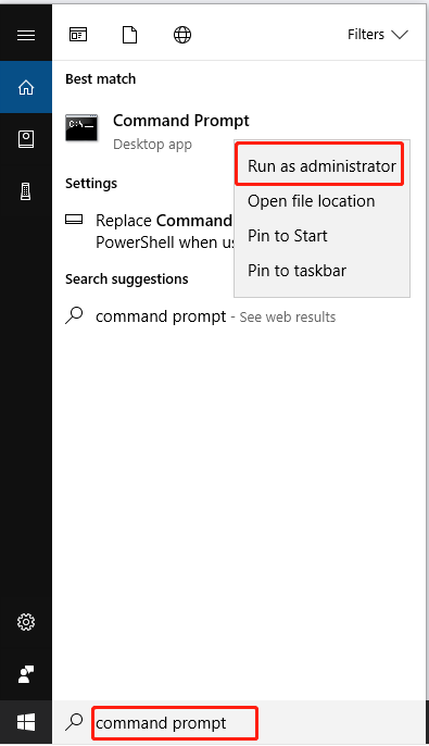 open Command Prompt as administrator