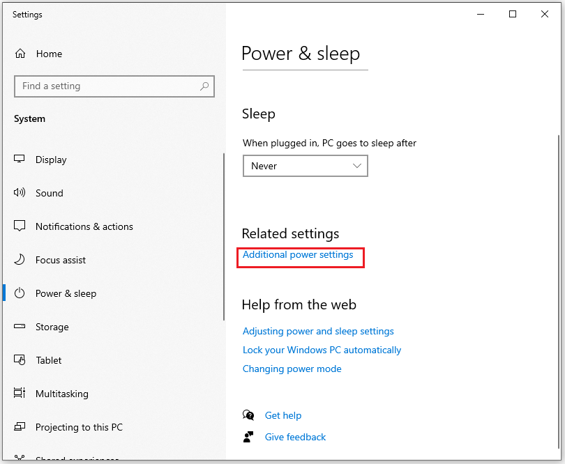 click Additional power settings