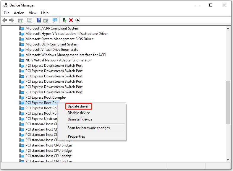 update PCI Express Root Port driver