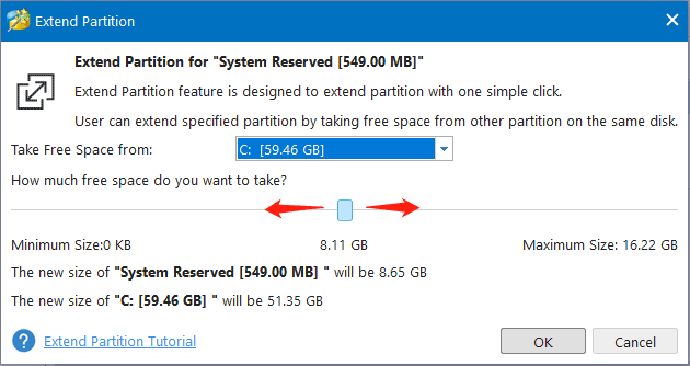 drag the button to occupy the unallocated space