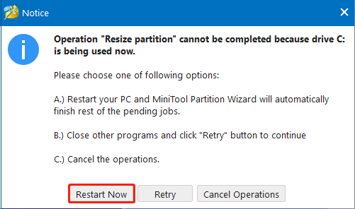 click Restart Now to restart the computer