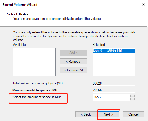 enter the size of the partition you want to expand