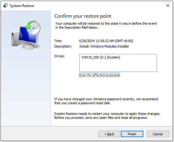 use the System Restore feature