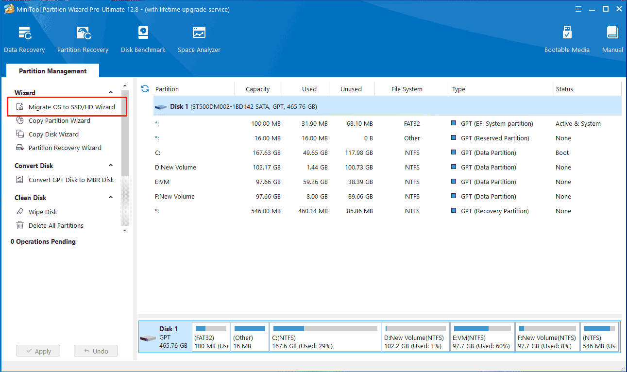 click Migrate OS to SSD Wizard