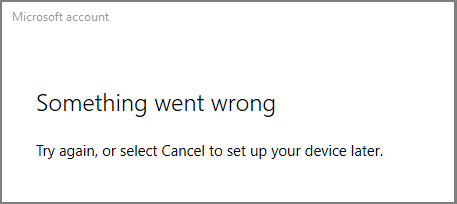 something went wrong Microsoft account login error