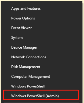 select Windows PowerShell (Admin)