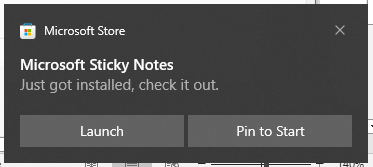 click Launch to run Sticky Notes