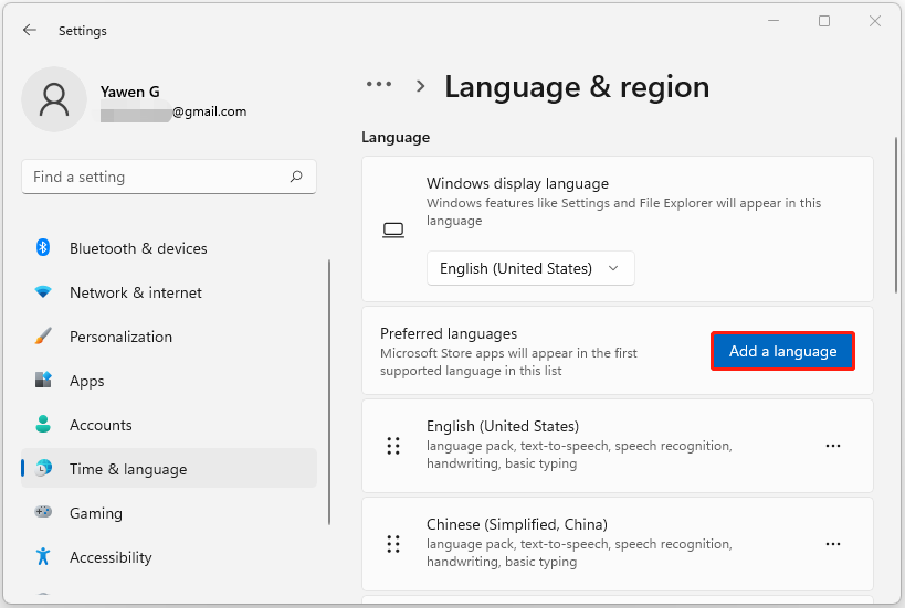 add a language in Windows