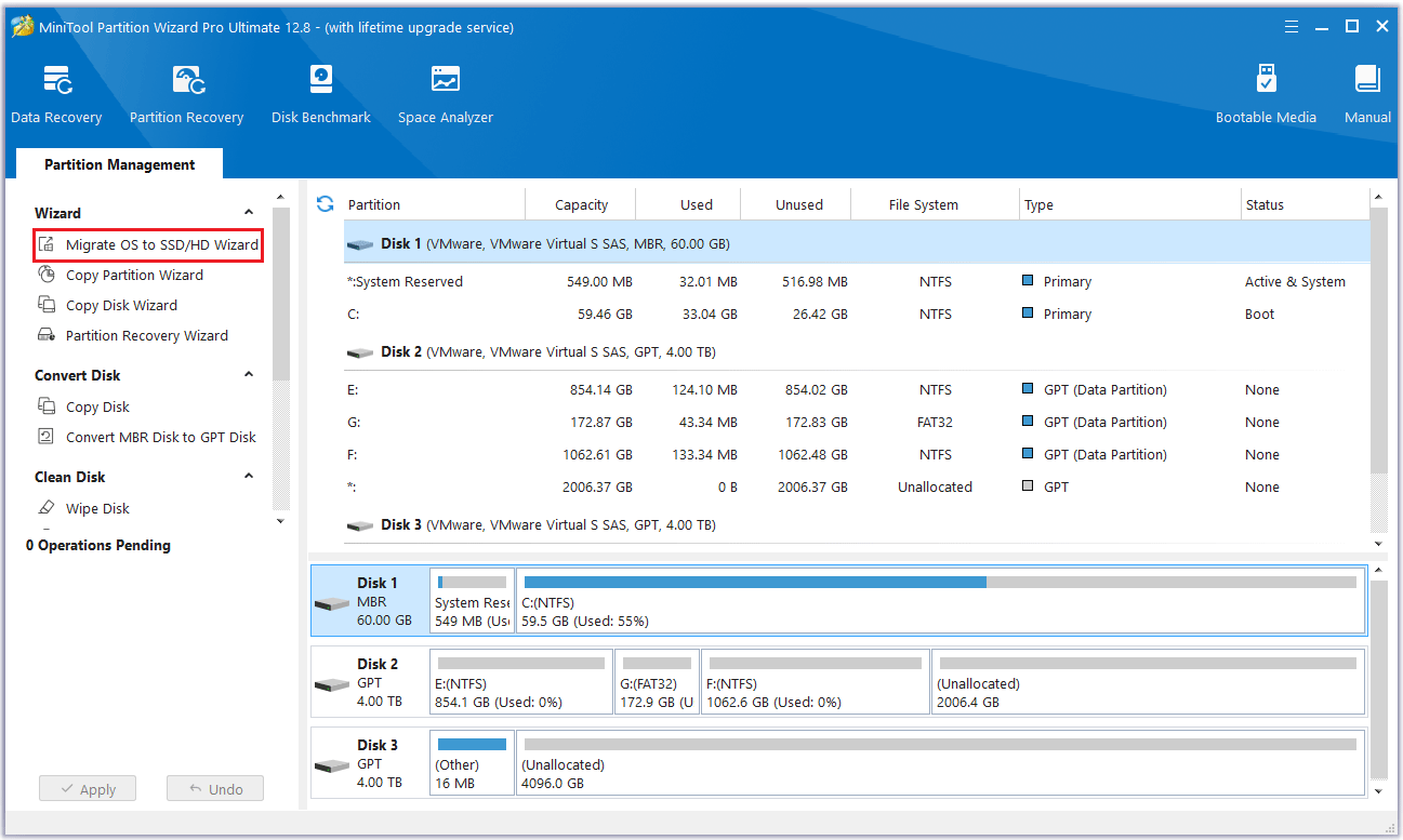 click Migrate OS to SSD/HD Wizard