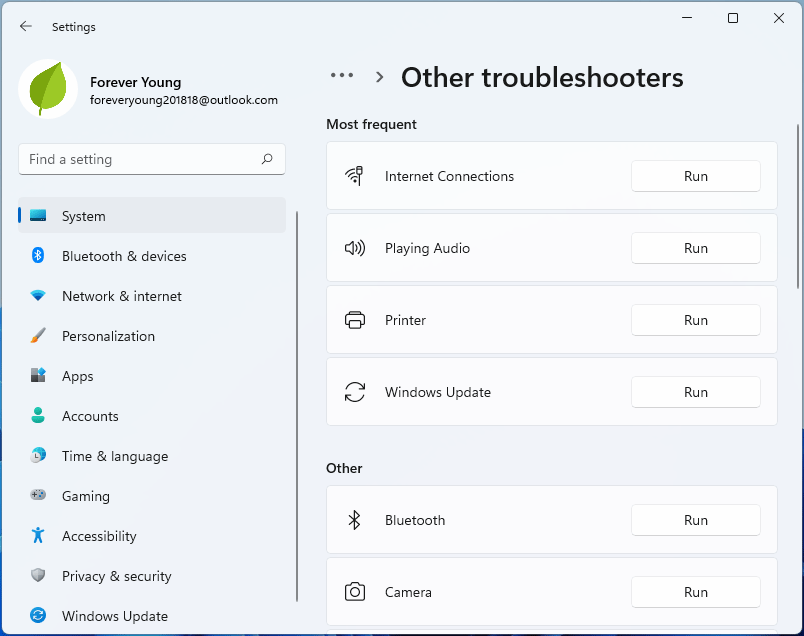 run Windows update troubleshooter