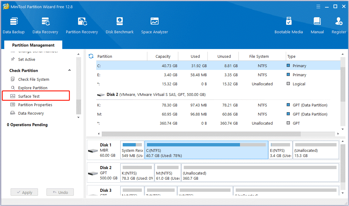 click Surface Test