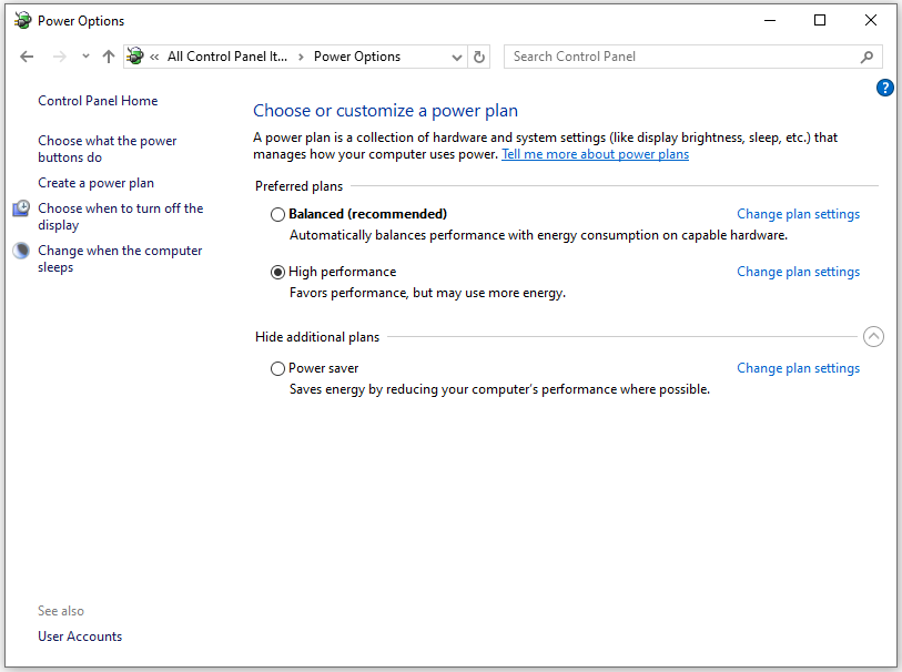 power plan page