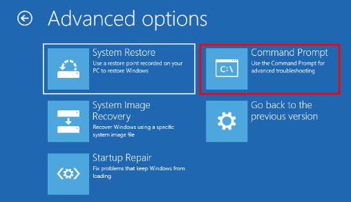 select command prompt in Safe Mode