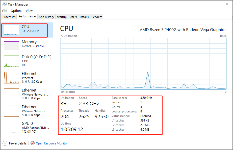 click CPU to view details