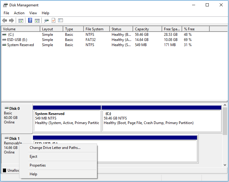 external drive in Disk Management