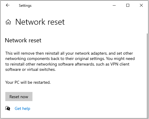 Network reset