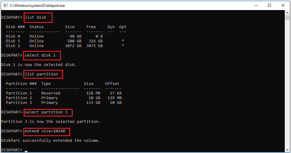 the interface of extending ReFS partition