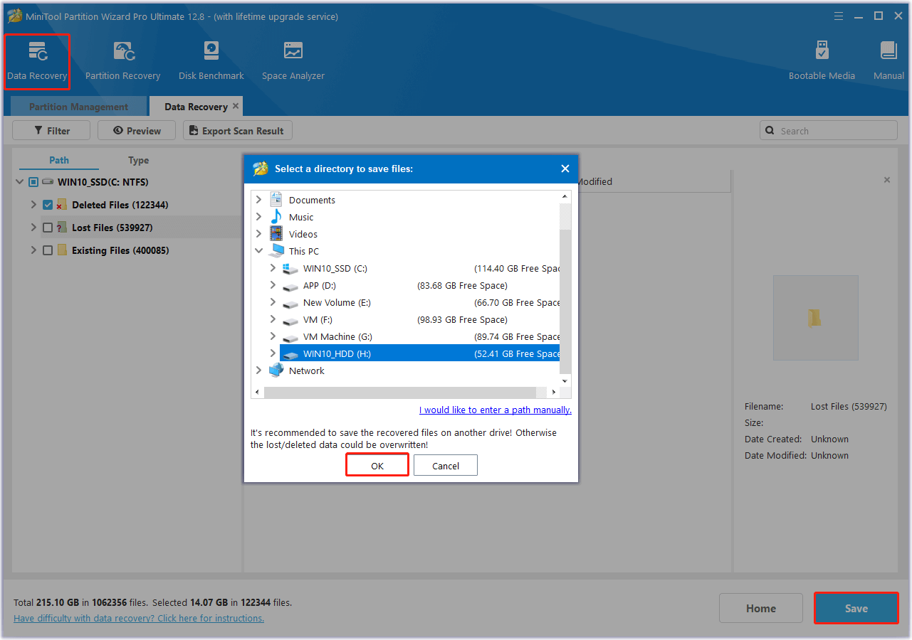 use the Data Recovery feature