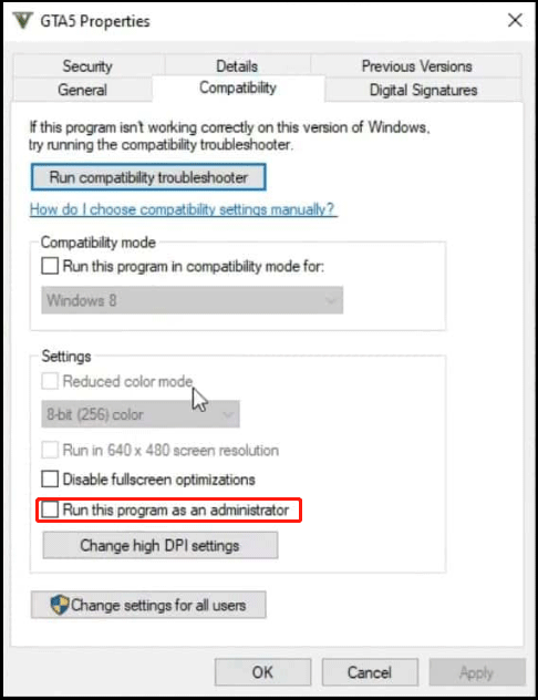 run GTA V as an administrator