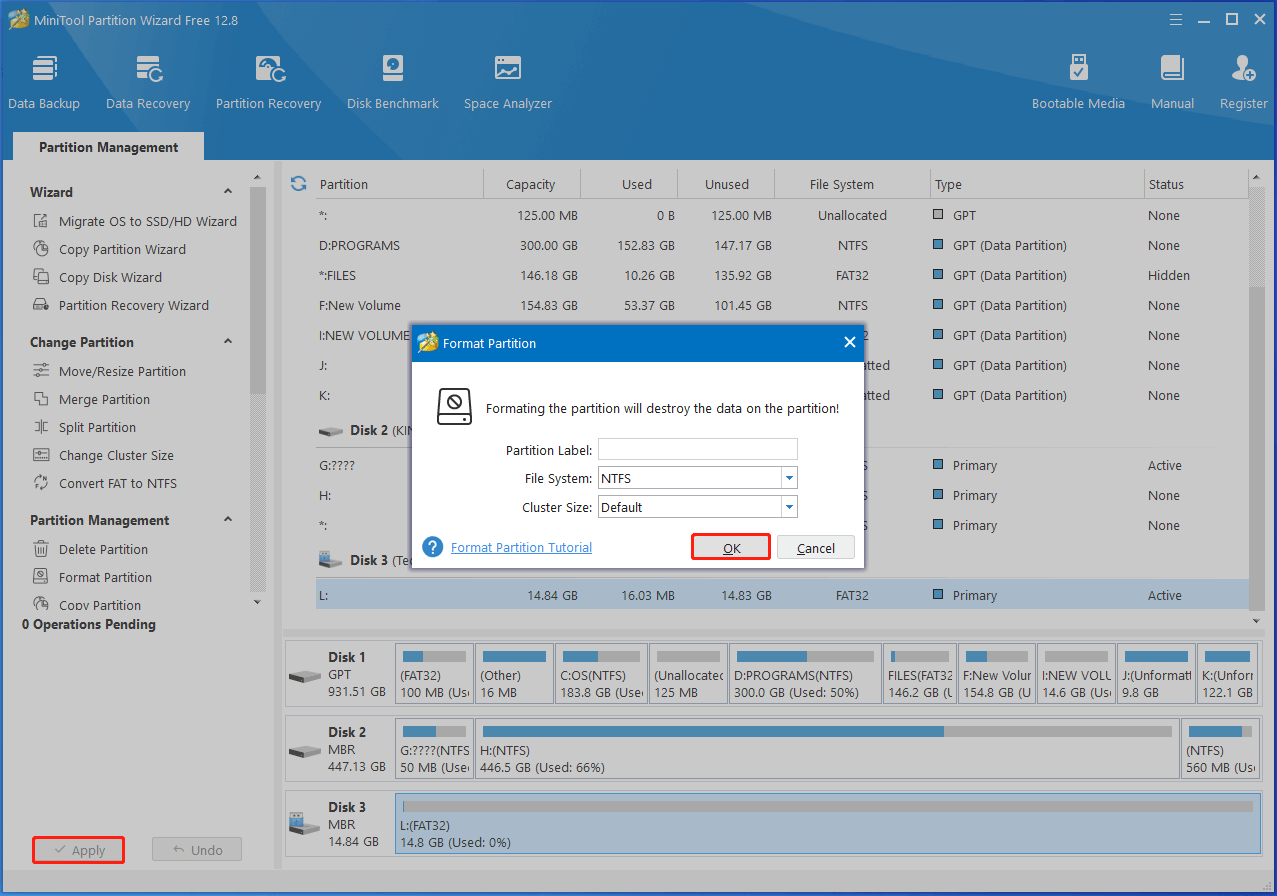 format the SD card