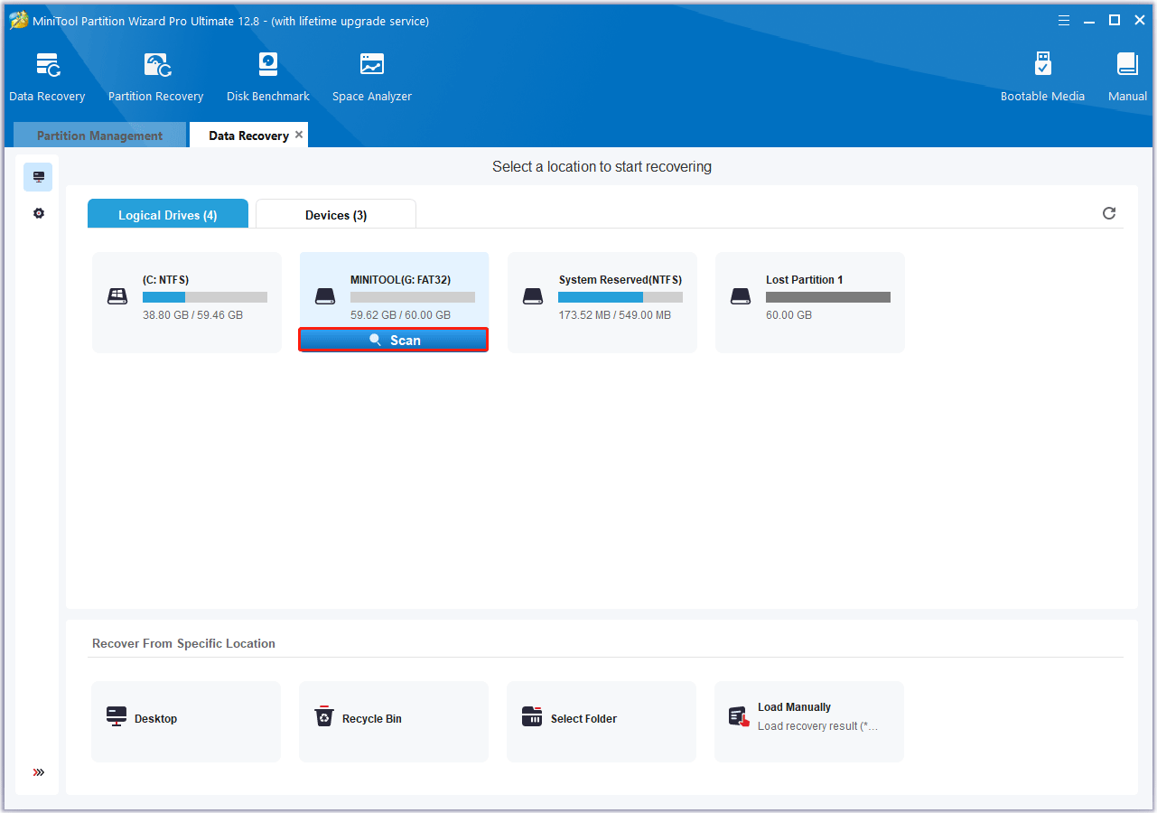 scan the target partition