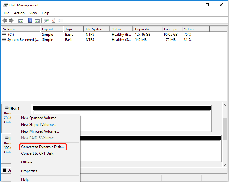 convert disk to dynamic