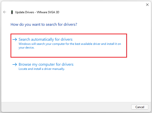 select Search automatically for updated drivers