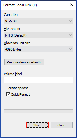 format the unformatted partition