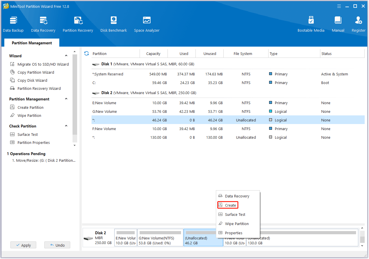 create a partition