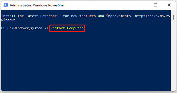 use PowerShell to restart